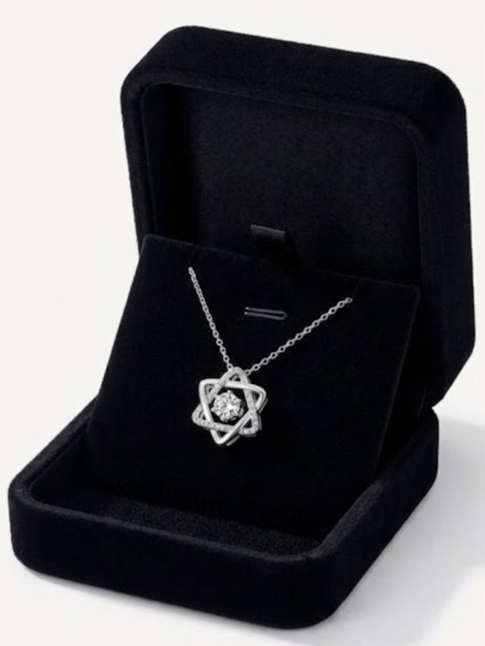 Star of David Pendant Necklace Silver CZ Diamond Hexagram Dancing Jewish New 
C1